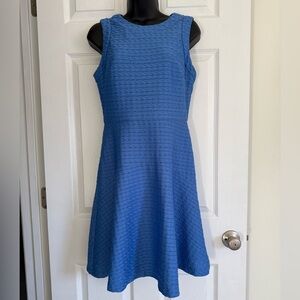 Donna Morgan Blue Textured Sleeveless Dress Fit & Flare Size 4 Wedding Cocktail